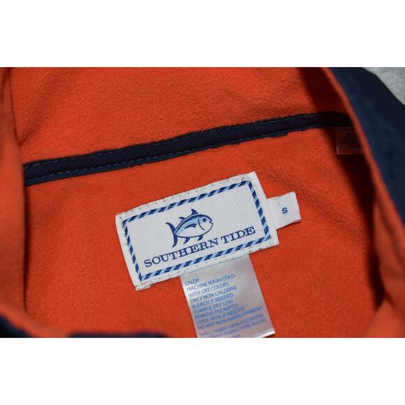 Southern Tide Fleece Jacket Vest Womens Size Small Zip Pockets Orange Blue - Picture 5 of 7